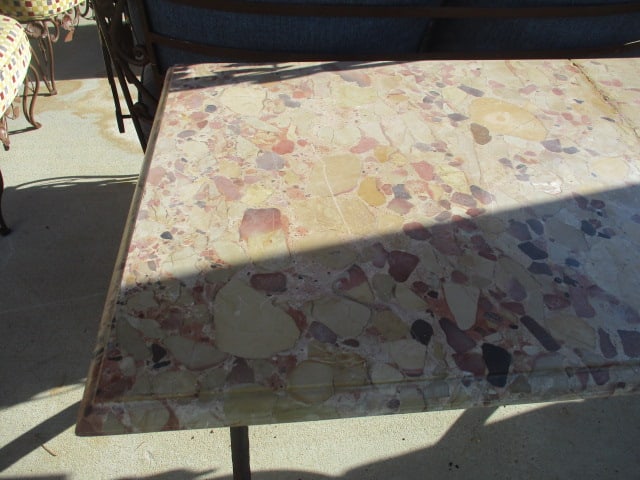 Swan Wrought Iron Base Console Table with Marble Top - 2