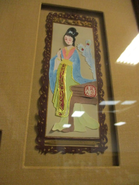 Set of Framed Chinese Jianzhi Style Cut Paper Geisha Figural Artworks - 5