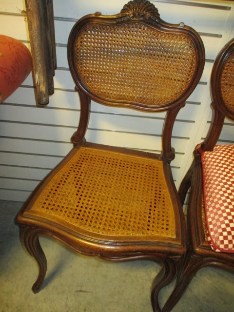 Pair of French Provincial Style Cane Back/Seat Side Chairs with Carved Shell Crest - 10