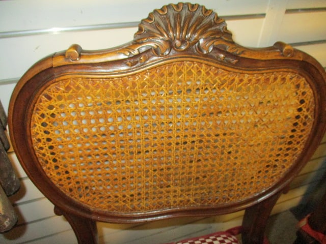 Pair of French Provincial Style Cane Back/Seat Side Chairs with Carved Shell Crest - 3