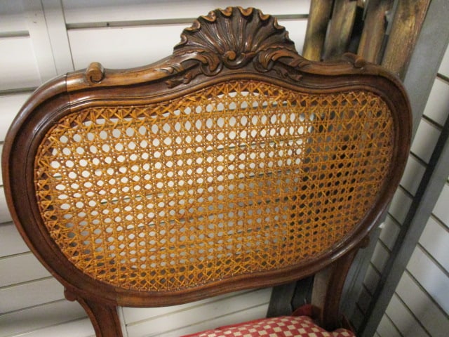Pair of French Provincial Style Cane Back/Seat Side Chairs with Carved Shell Crest - 4