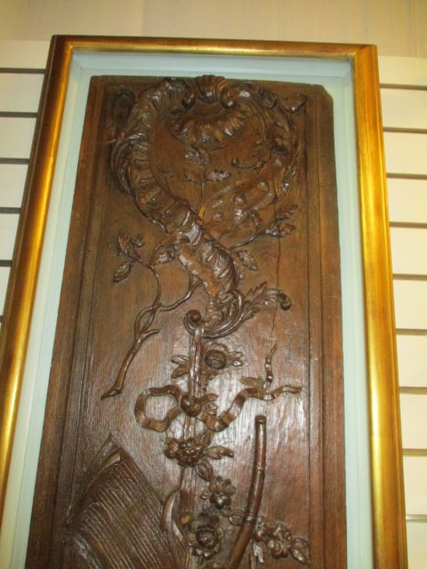 Antique French Rococo Revival Bas-Relief Architectural Carved Panel Mounted in Open Frame - 3