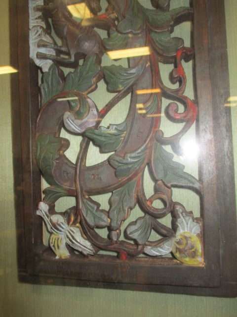 Soicher-Marin Fine Art Asian Carved Polychrome Painted Wood Architectural Panels in Shadow Box Fr... - 2
