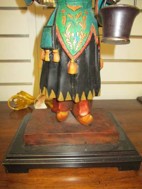 Pair of Chinoiserie Figural Male and Female Court Attendant Polychrome Figures - 5
