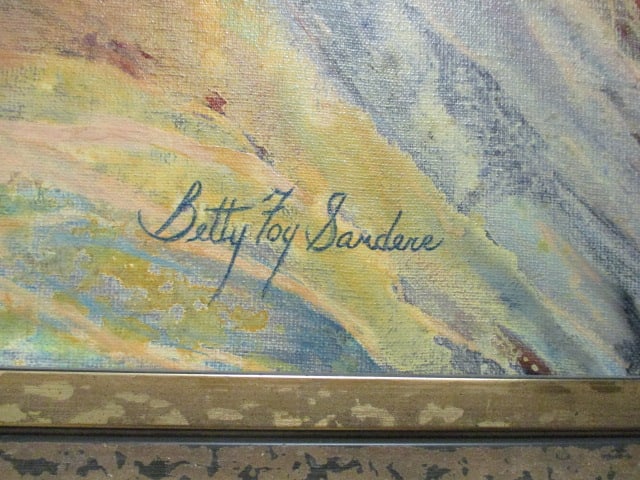 Betty Foy Sandere Artist Signed Earth Tone Abstract Canvas Painting with Textured Brushwork - 4