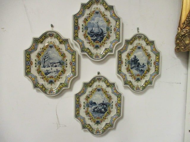Four Vivaldi Series "The Four Seasons" Limited Edition Collector Delft Plaques: 7 1/4" x 9", developed by B.V. faience-en tegelfabriek Westraven