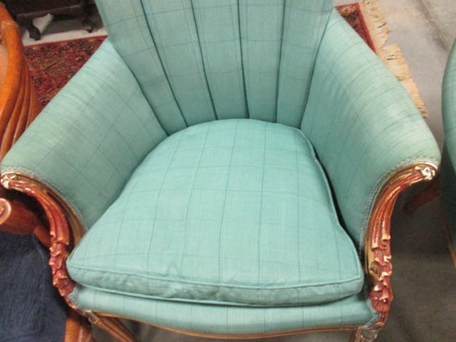 Pair of Neoclassical Louis XVI Revival Upholstered Shell Back Armchairs - 12