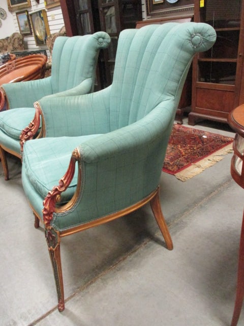 Pair of Neoclassical Louis XVI Revival Upholstered Shell Back Armchairs - 5