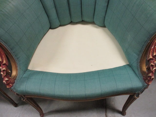 Pair of Neoclassical Louis XVI Revival Upholstered Shell Back Armchairs - 7
