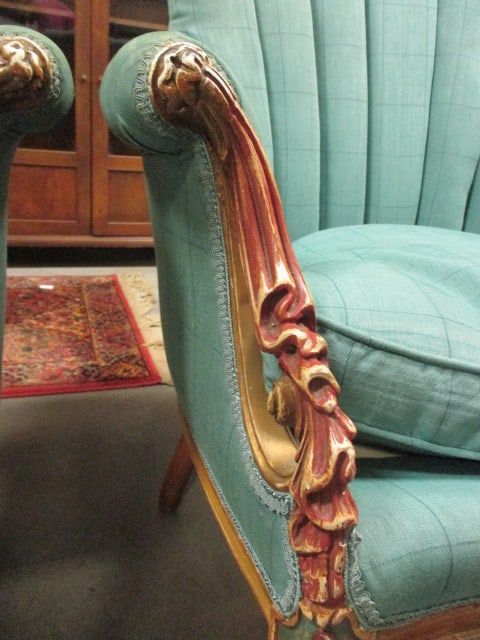 Pair of Neoclassical Louis XVI Revival Upholstered Shell Back Armchairs - 9