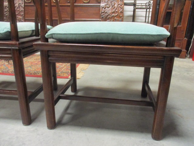 Pair of Henredon Furniture Chinoiserie Influence Barrel Back Arm Chairs with Cane Seats - 5