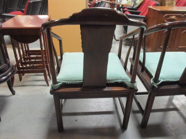 Pair of Henredon Furniture Chinoiserie Influence Barrel Back Arm Chairs with Cane Seats - 7