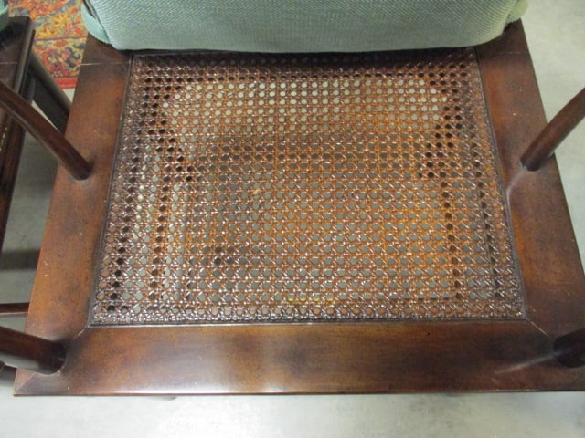 Pair of Henredon Furniture Chinoiserie Influence Barrel Back Arm Chairs with Cane Seats - 8