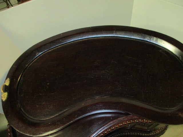 Antique Mahogany Kidney Shape Liquor Cabinet with Removeable Serving Tray Top - 3