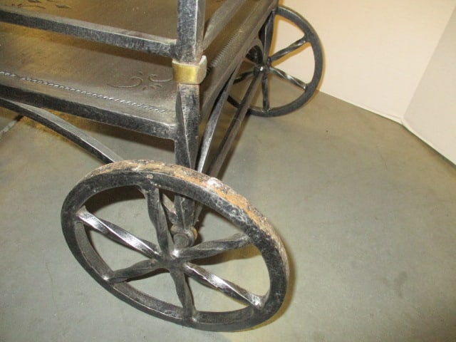 Maitland-Smith Wrought Iron Tea Cart with Pierced Designs - 5