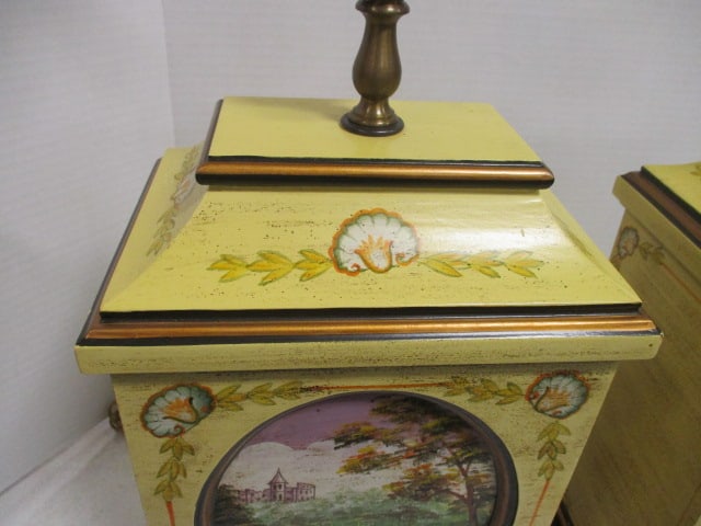 Pair of "Thoreau Lake Scene" Hand Decorated Table Lamps - 5