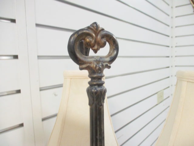 Neoclassical Revival Crystal and Bronzed Tone 5 Arm Table Lamp w/ Acanthus Leaf Accents - 8