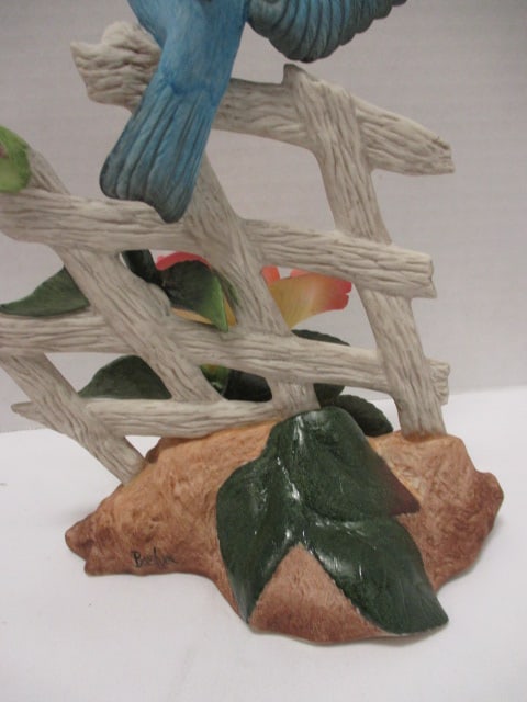1995 Boehm Limited Edition "Indigo Bunting with Rose on Trellis" Porcelain Figure - 5