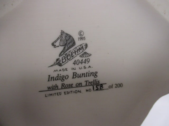 1995 Boehm Limited Edition "Indigo Bunting with Rose on Trellis" Porcelain Figure - 6