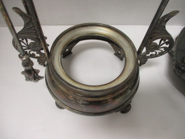 Vintage Pinpoint Mfg. Co. Victorian Silverplated Pickle Caster Holder and Caster Cruet Set - 4