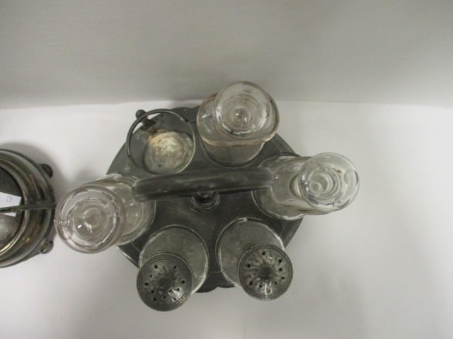 Vintage Pinpoint Mfg. Co. Victorian Silverplated Pickle Caster Holder and Caster Cruet Set - 7