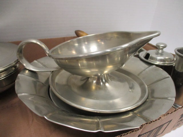 Pewter Grouping-Tankard, Covered Dish, Sauce Boat, Bowl, Butter/Sauce Pan, Julep Cup, etc. - 4