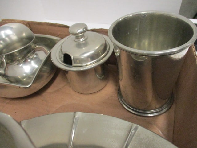 Pewter Grouping-Tankard, Covered Dish, Sauce Boat, Bowl, Butter/Sauce Pan, Julep Cup, etc. - 6