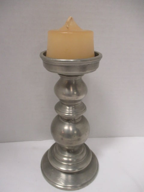 Les Potstaniers Pewter Pillar Candle Holder and Two Candle Snuffers - 2