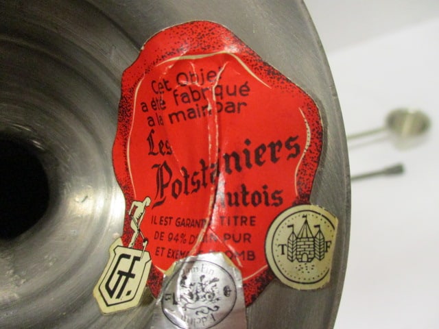 Les Potstaniers Pewter Pillar Candle Holder and Two Candle Snuffers - 4