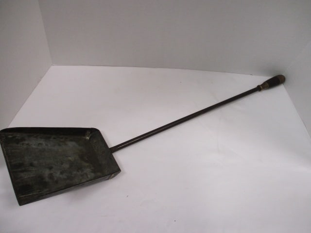 Hand Forged Iron and Steel Fireplace Ash Shovel with Brass Handle: 27" long
