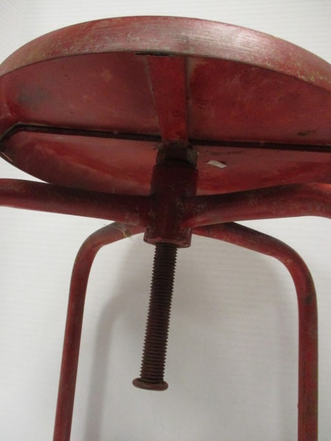 Red Distressed Finished Metal Stool - 2