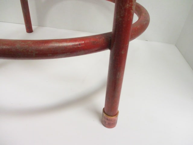 Red Distressed Finished Metal Stool - 4