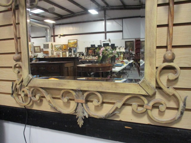 Fine Arts Lamps Co. French Provencial Style Wrought Iron Candelabra Beveled Mirror - 4