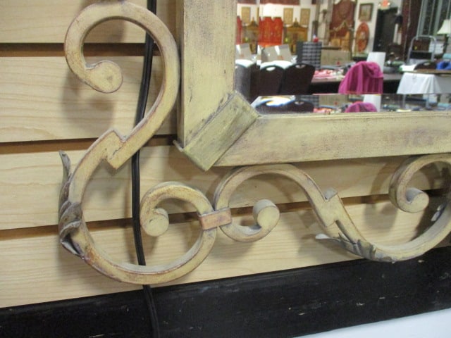 Fine Arts Lamps Co. French Provencial Style Wrought Iron Candelabra Beveled Mirror - 5