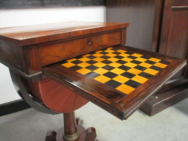 19th Century Regency Style Mahogany Sewing and Games Table - 12