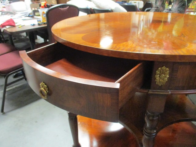 Maitland-Smith Neoclassical Regency Style Inlaid 3 Tier Foyer Center Table - 5