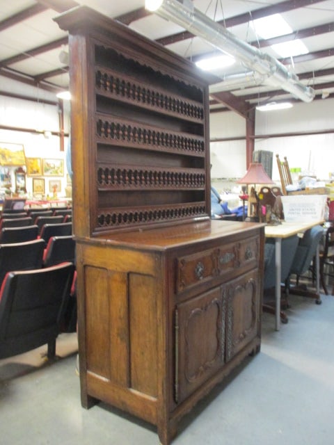 Impressive Antique Hand Carved/Hewn Welsh Dresser Cupboard - 3
