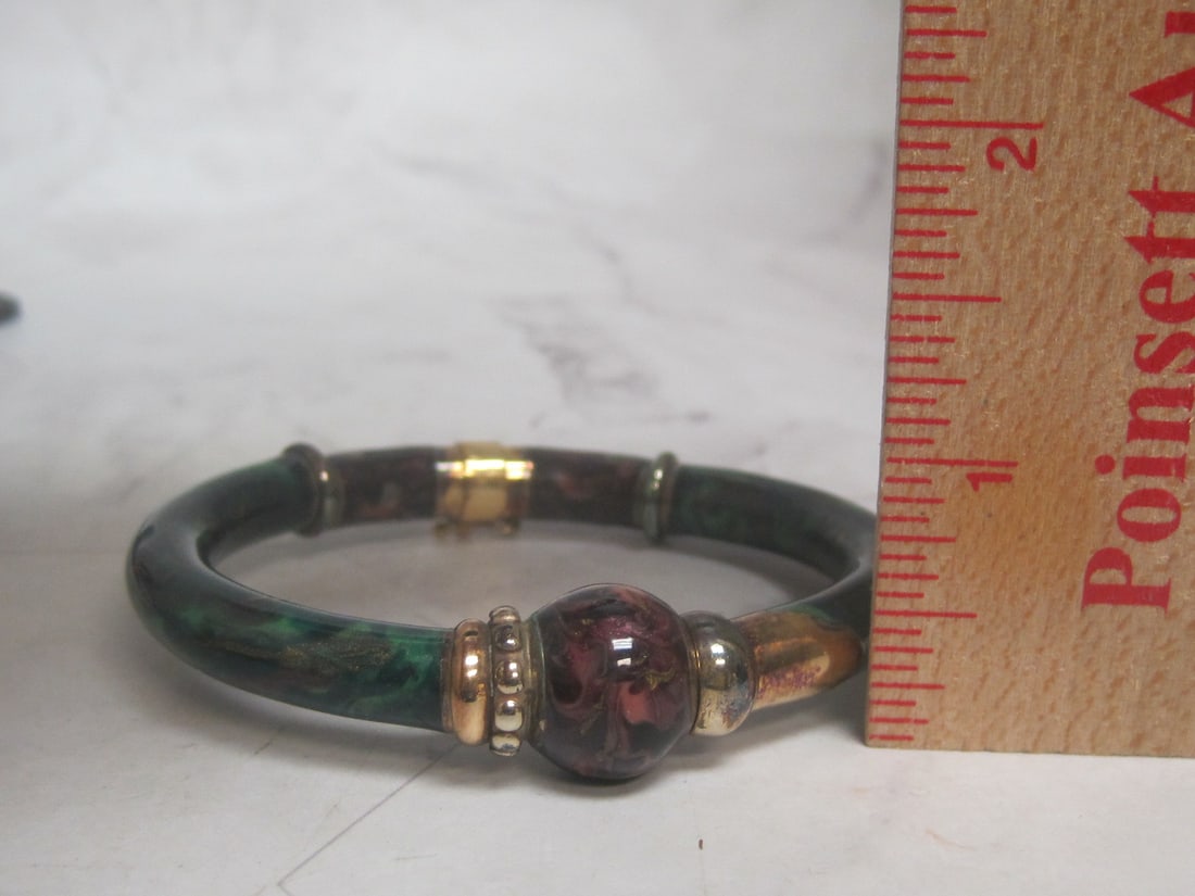 18k Gold Fidia Gioielli Italian Enamel Bangle Bracelet - 10