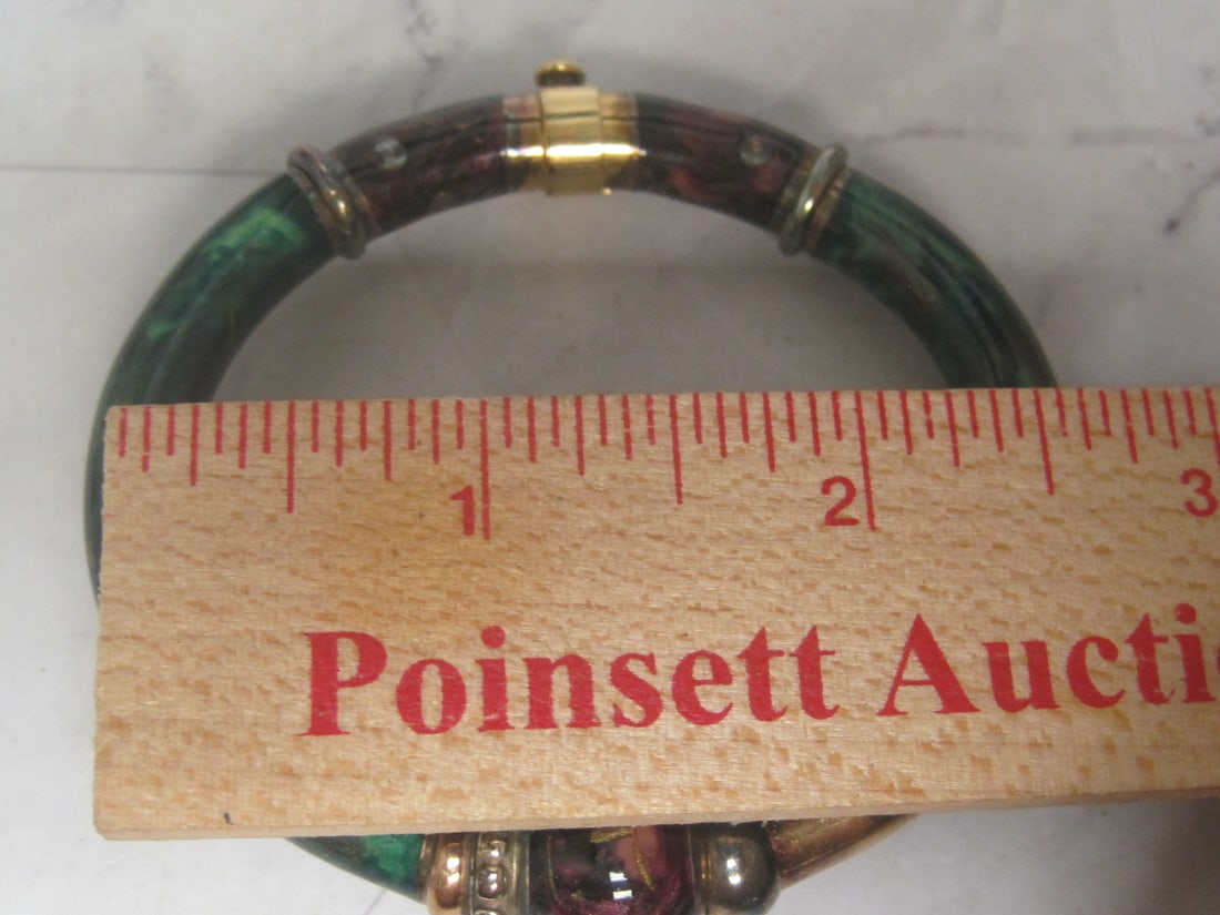 18k Gold Fidia Gioielli Italian Enamel Bangle Bracelet - 11