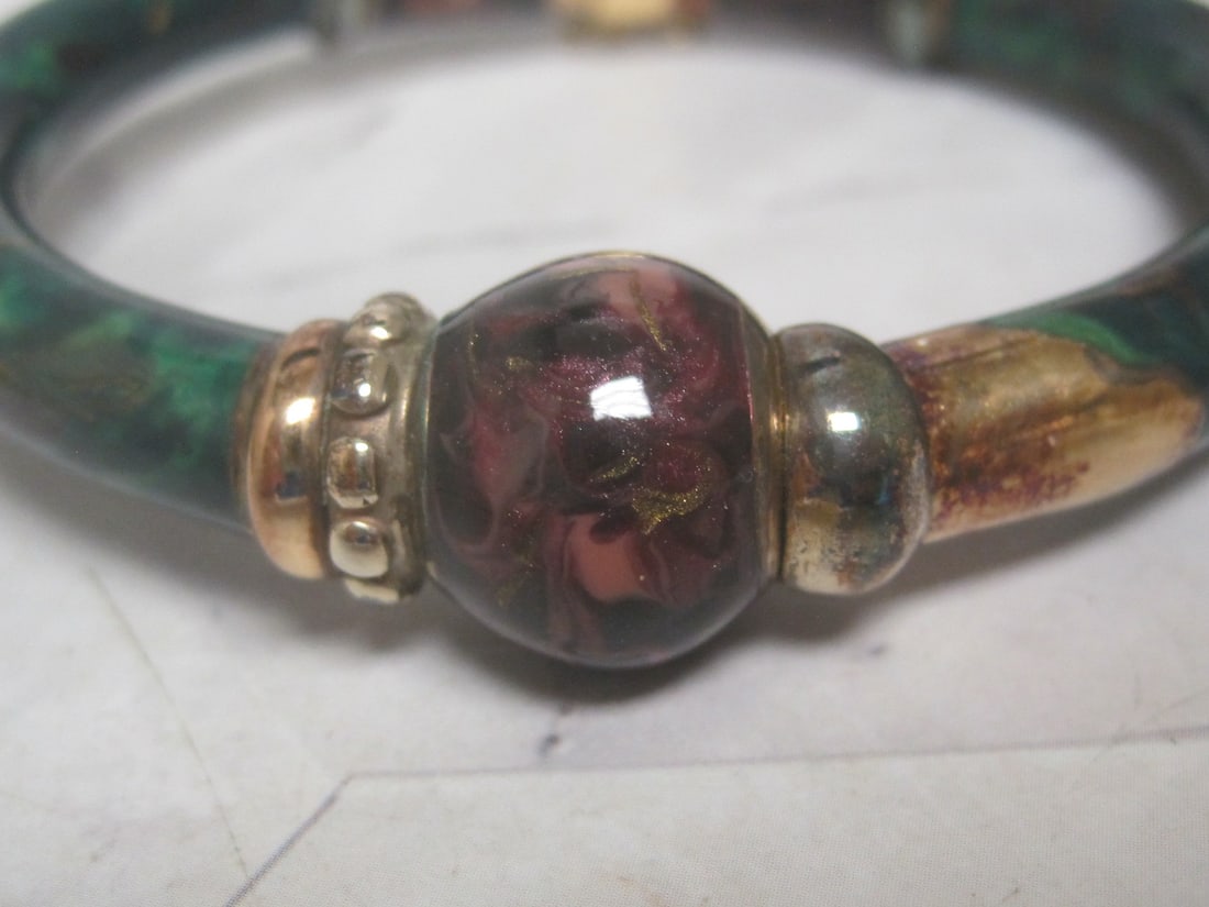 18k Gold Fidia Gioielli Italian Enamel Bangle Bracelet - 3