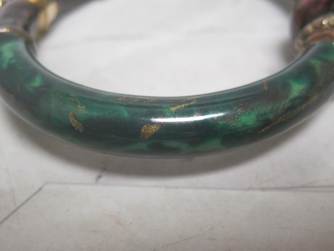 18k Gold Fidia Gioielli Italian Enamel Bangle Bracelet - 4