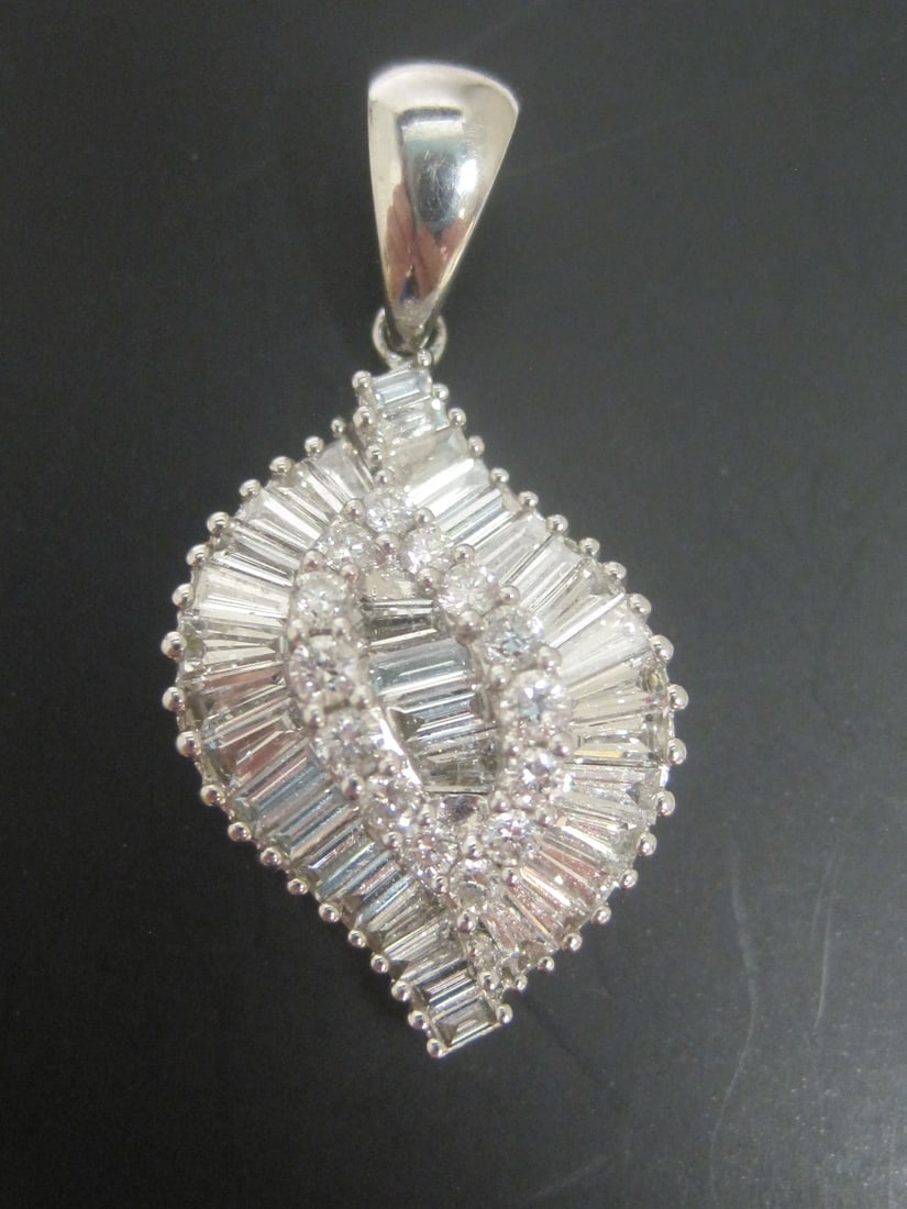 18k White Gold 1.3 Carat Diamond Pendant: Weighs 4.3 grams, Made by West Coast Jewelry