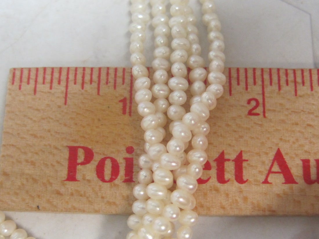30" Fidia Gioielli Italian 5 Strand Pearl Necklace with 18k Gold & Enamel Bead Accents & Clasp - 6
