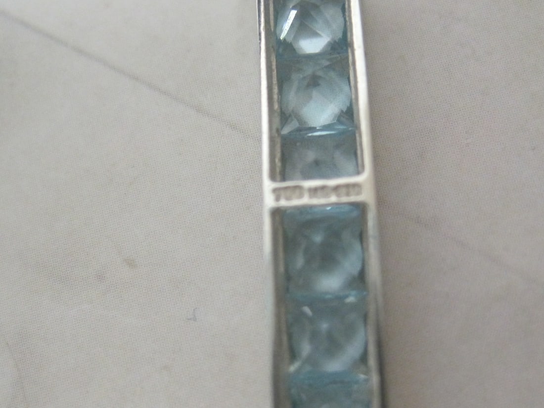 18k White Gold Blue Topaz Pendant on 16" 18k Gold Chain - 4