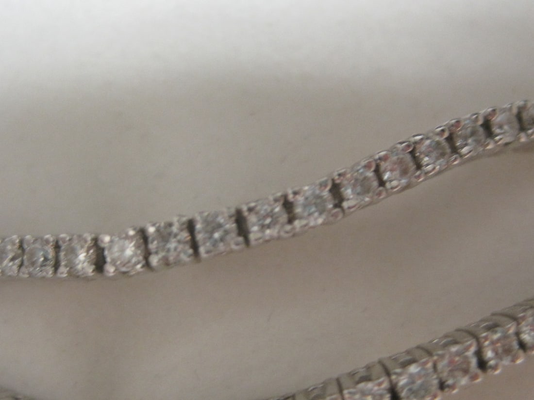 18k White Gold Double Row Diamond Flexible Cuff Bracelet - 3