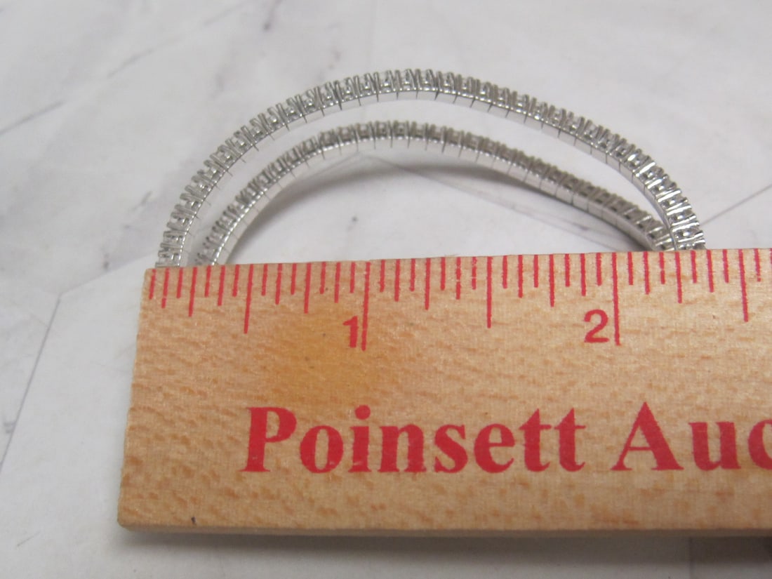 18k White Gold Double Row Diamond Flexible Cuff Bracelet - 9