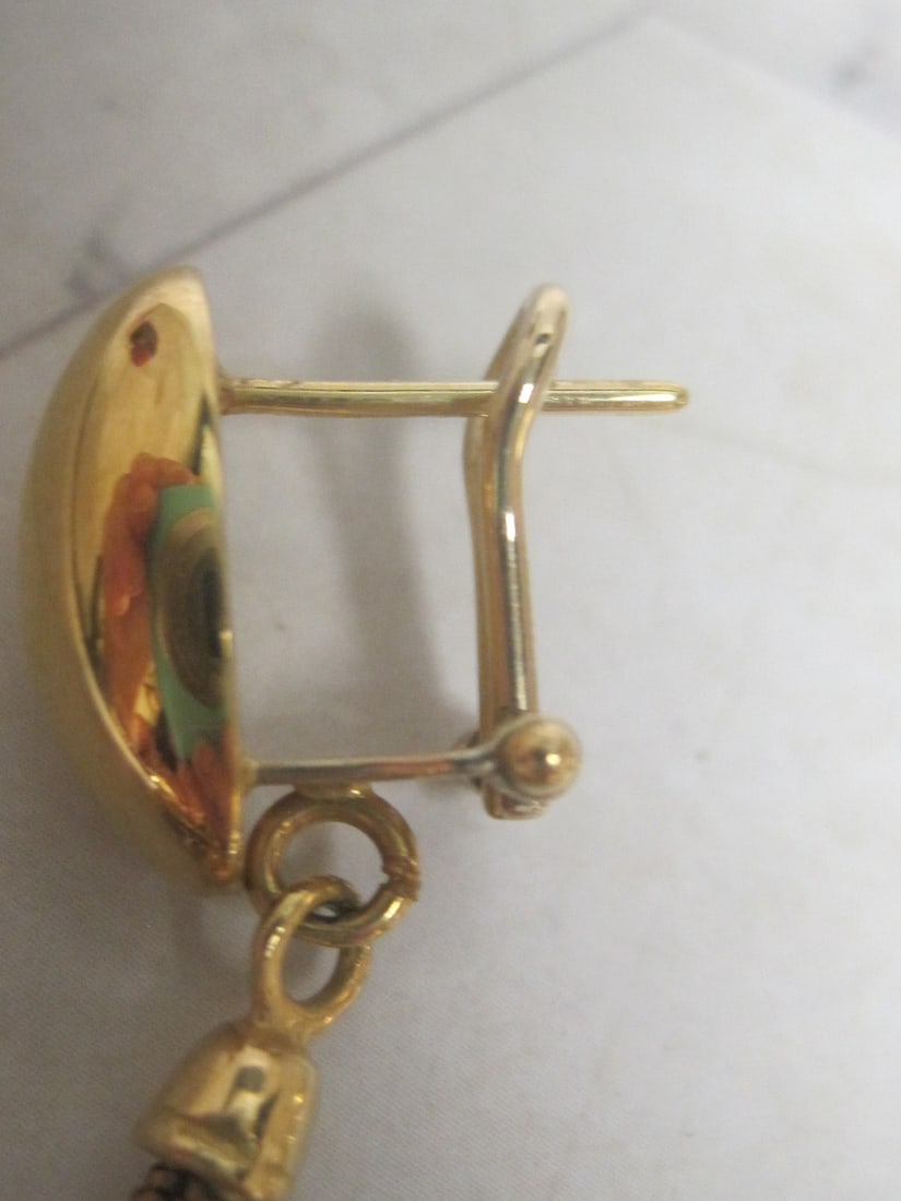 18k Gold Leopard Print Pierced Earrings - 5