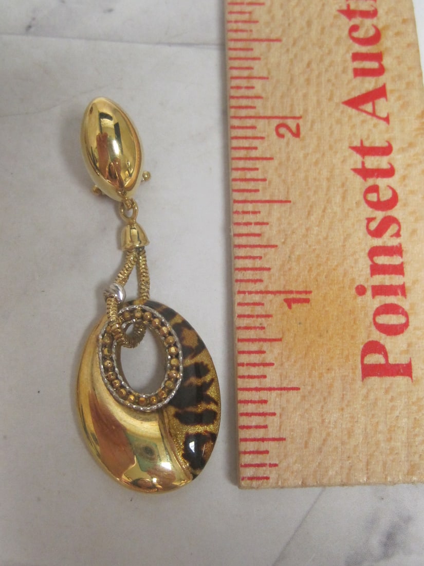 18k Gold Leopard Print Pierced Earrings - 6