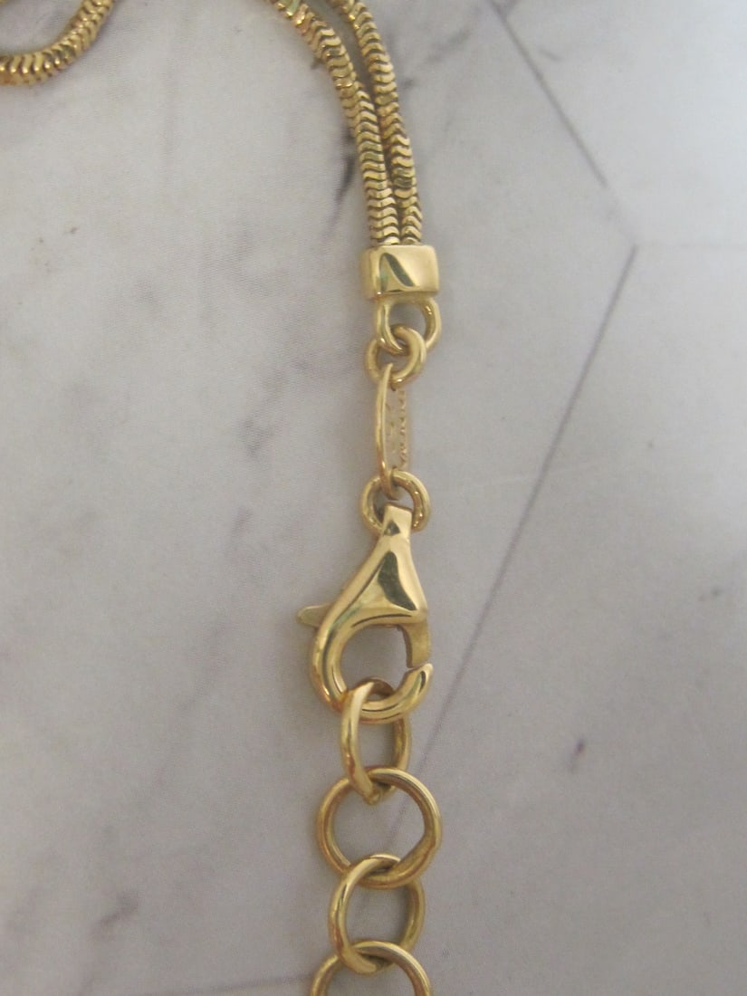 18k Gold Multi-Strand Necklace with Leopard Print Pendant - 5