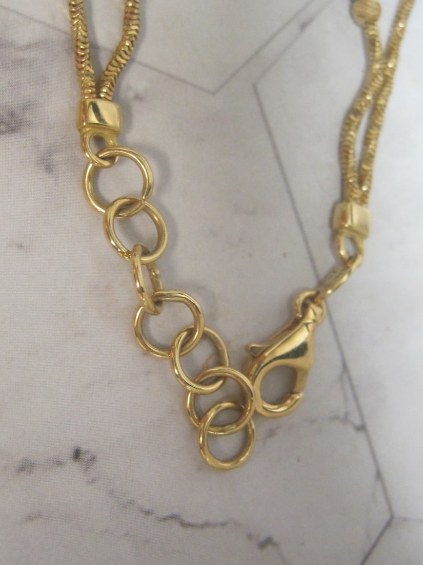 8" 18k Gold Multi-Strand Bracelet with Leopard Print Pendant - 5